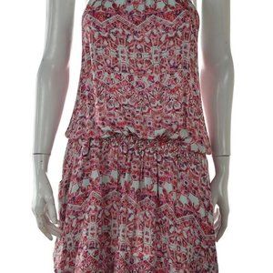 Free People Womens Dress Size XS Green Pink Printed Sheath Knee Length Rayon